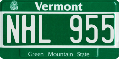 VT license plate NHL955