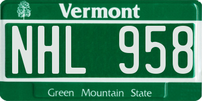 VT license plate NHL958