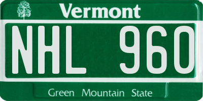 VT license plate NHL960