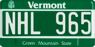 VT license plate NHL965