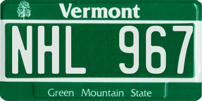 VT license plate NHL967
