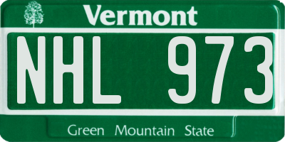 VT license plate NHL973