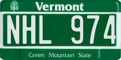 VT license plate NHL974