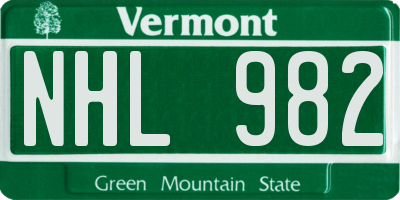 VT license plate NHL982