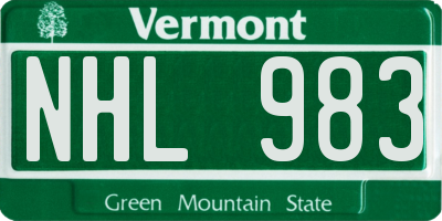 VT license plate NHL983