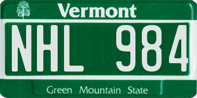 VT license plate NHL984