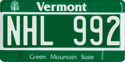 VT license plate NHL992
