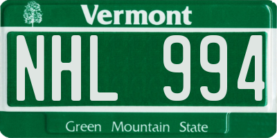VT license plate NHL994