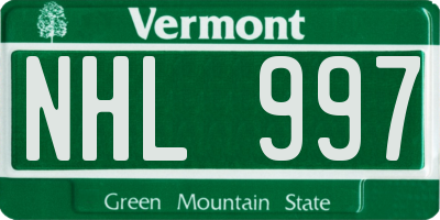 VT license plate NHL997