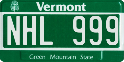 VT license plate NHL999