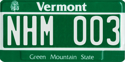 VT license plate NHM003