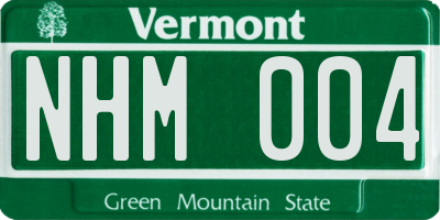 VT license plate NHM004