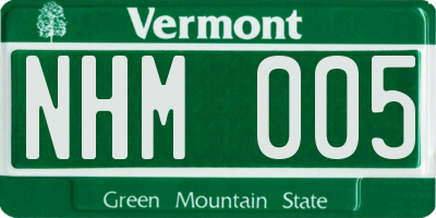 VT license plate NHM005