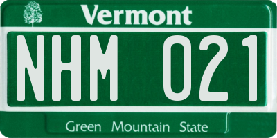 VT license plate NHM021