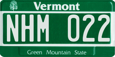VT license plate NHM022