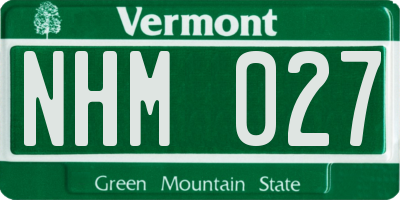 VT license plate NHM027