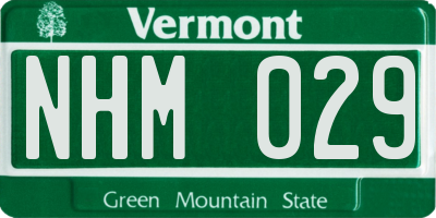 VT license plate NHM029