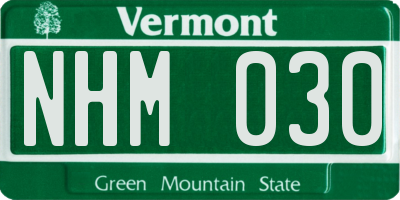 VT license plate NHM030