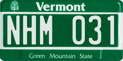 VT license plate NHM031