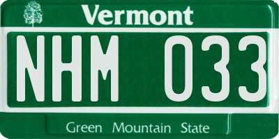 VT license plate NHM033