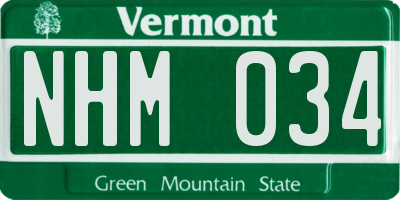 VT license plate NHM034