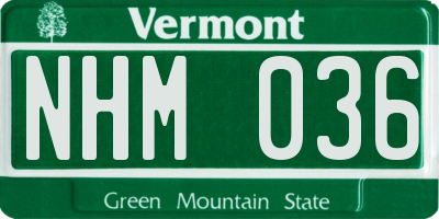 VT license plate NHM036