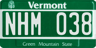 VT license plate NHM038