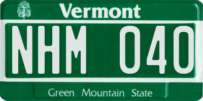 VT license plate NHM040