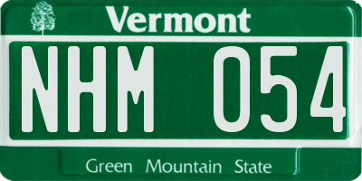 VT license plate NHM054