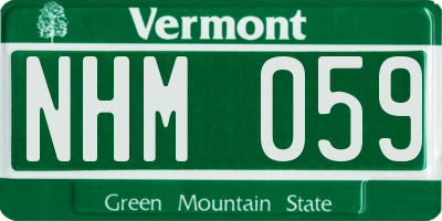 VT license plate NHM059