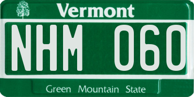 VT license plate NHM060