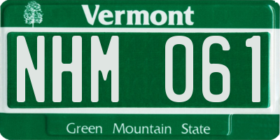 VT license plate NHM061