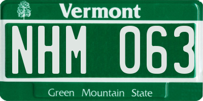 VT license plate NHM063