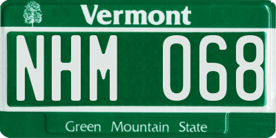 VT license plate NHM068