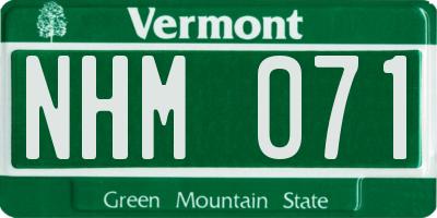 VT license plate NHM071