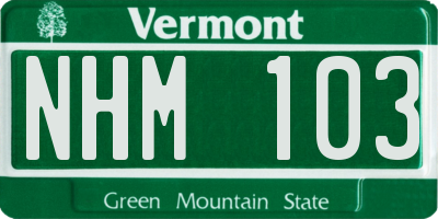 VT license plate NHM103