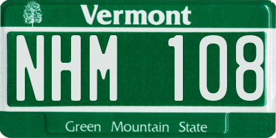 VT license plate NHM108