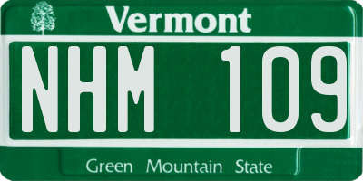VT license plate NHM109