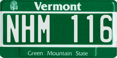 VT license plate NHM116