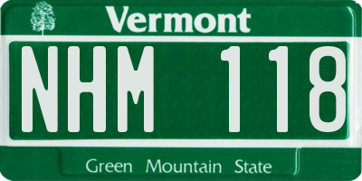 VT license plate NHM118