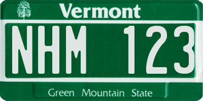 VT license plate NHM123