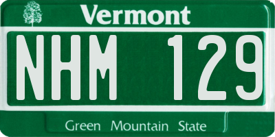 VT license plate NHM129