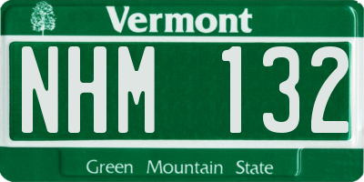 VT license plate NHM132