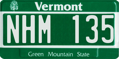 VT license plate NHM135