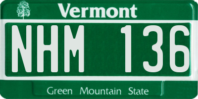 VT license plate NHM136