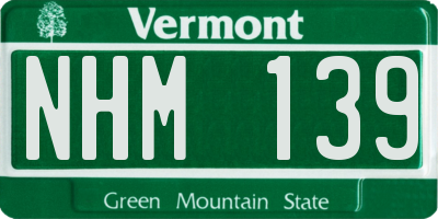 VT license plate NHM139