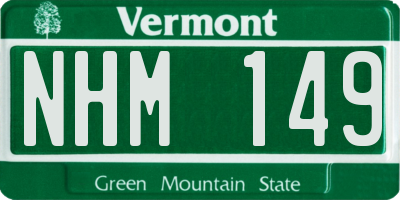 VT license plate NHM149