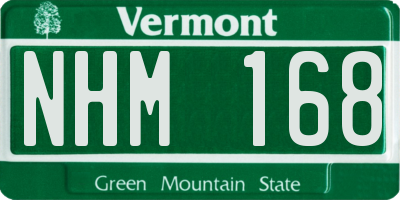 VT license plate NHM168