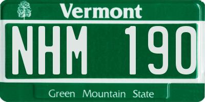 VT license plate NHM190