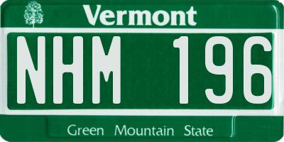VT license plate NHM196